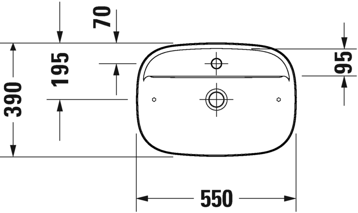 Раковина накладная DURAVIT ZENCHA 2374550071 390 мм х 550 мм, без перелива, с площадкой и отверстием под смеситель, белый