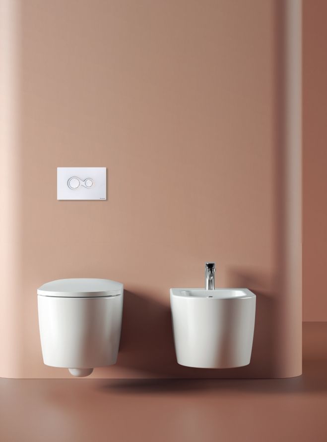 Клавиша смыва ARTCERAM MONET 701.000.05 245х163 мм 2 режима, с антибактериальным покрытием, белый глянцевый