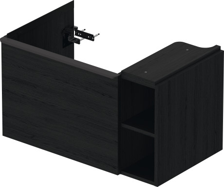 Тумба подвесная под раковину DURAVIT D-Neo DE425801616 784 мм х 452 мм, с выдвижным ящиком и открытой боковой полкой, чёрный дуб