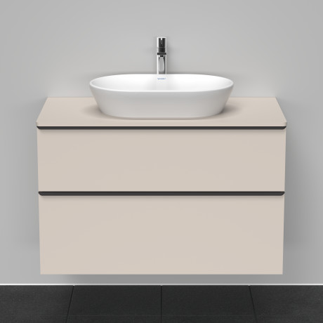 Тумба подвесная под раковину DURAVIT D-Neo DE496809191 550 мм х 1000 мм, с двумя выдвижными ящиками и консолью, серо-коричневый матовый