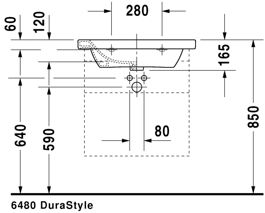 Раковина встраиваемая сверху Duravit Durastyle 2320650000 65х48см