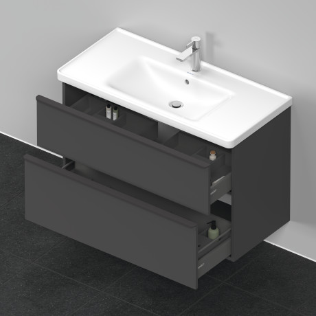 Тумба подвесная под раковину DURAVIT D-Neo DE435604949 984 мм х 452 мм, с выдвижным ящиком и выдвижным отделением, графит матовый
