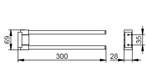 Держатель для полотенца двойной KEUCO Plan 14919 370000 300 мм, чёрный матовый