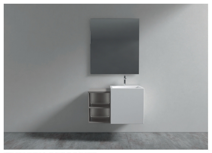 Комплект мебели для ванной комнаты BMT BLUES 4.0  BL4-18A   854х2000х495 мм, раковина, открытая полка и зеркало, цвет Pomice Opaco