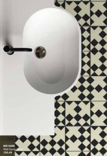 Раковина подвесная GLOBO MODE ME100BI 1000 мм х 490 мм х 200 мм, c отверстием под смеситель, с переливом, белая глянцевая