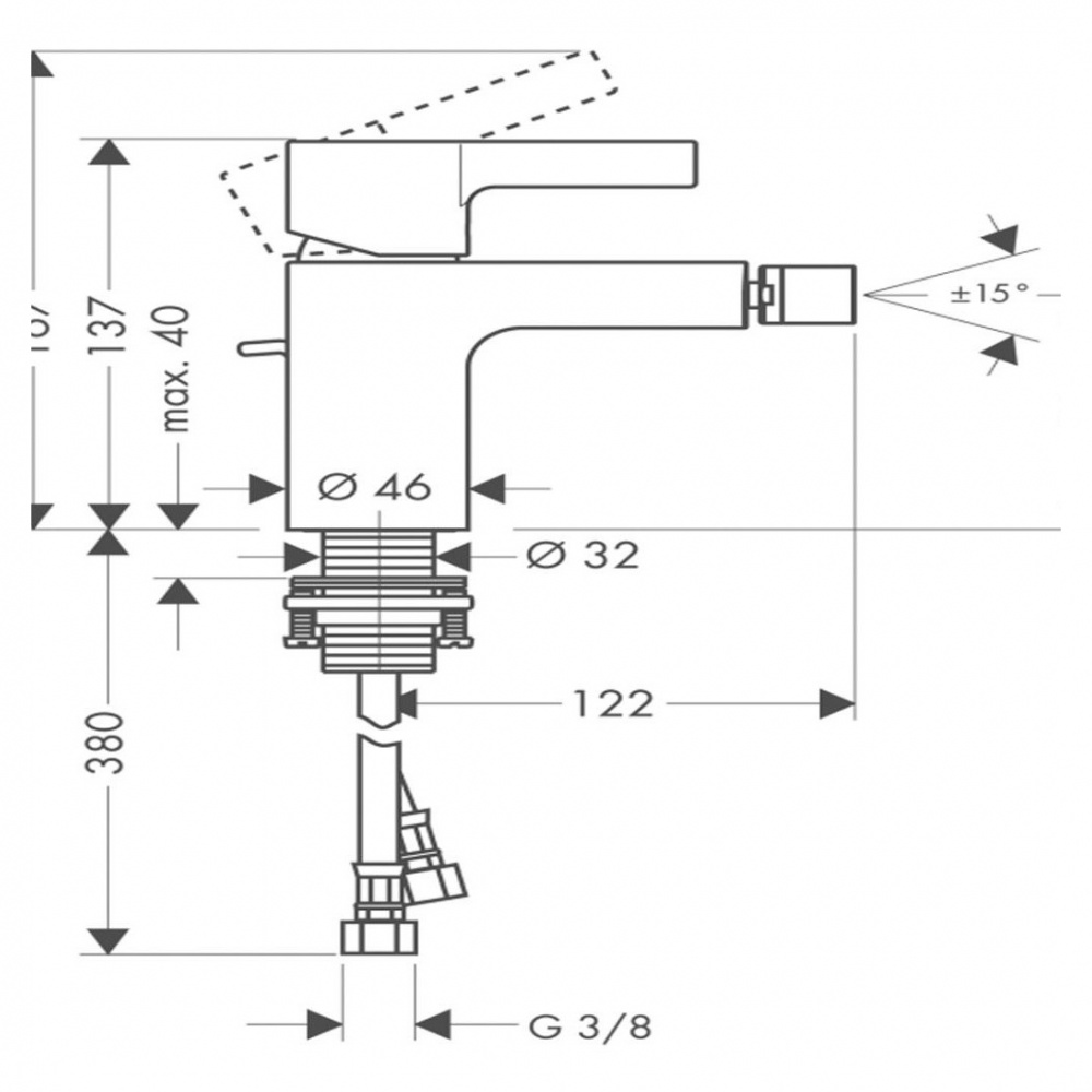 Смеситель для биде Hansgrohe Metris 31250000 Хром (изделие снято с производства)