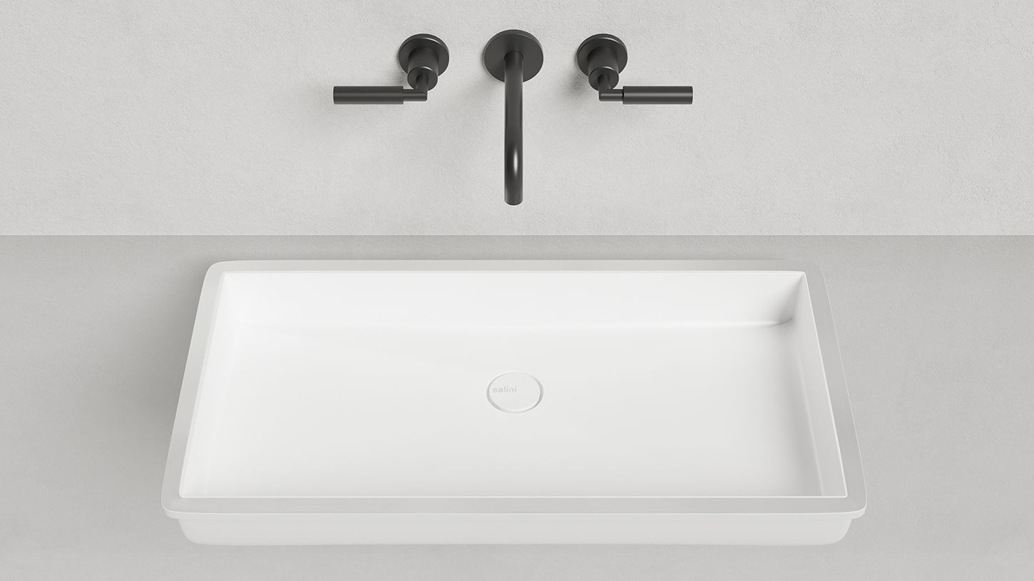 Раковина встраиваемая прямоугольная SALINI MAREA 10 1802210M 747х400х130мм, S-Stone, без донного клапана, цвет Белый матовый