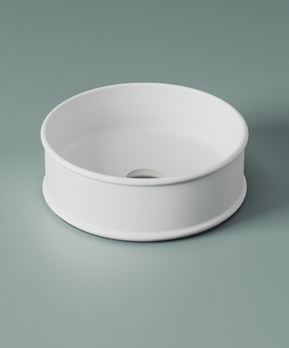 Раковина круглая накладная ARTCERAM ATELIER ATL001 01 00 440 мм х 440 мм, без отверстия под смеситель, без перелива, белый глянцевый