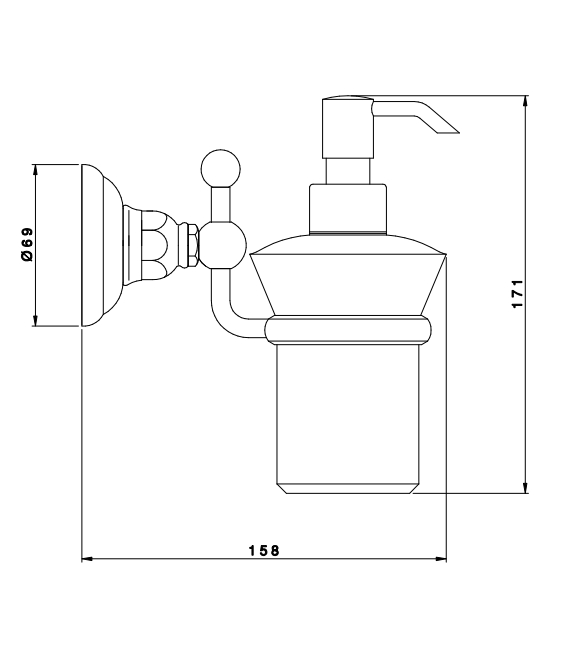 Дозатор для жидкого мыла с держателем NICOLAZZI ACCESSORI Classici 1489CR Хром/Белый