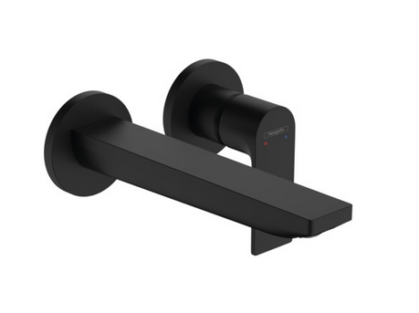 Однорычажный настенный смеситель для раковины HANSGROHE REBRIS E 72568670 с изливом 200 мм, чёрный матовый