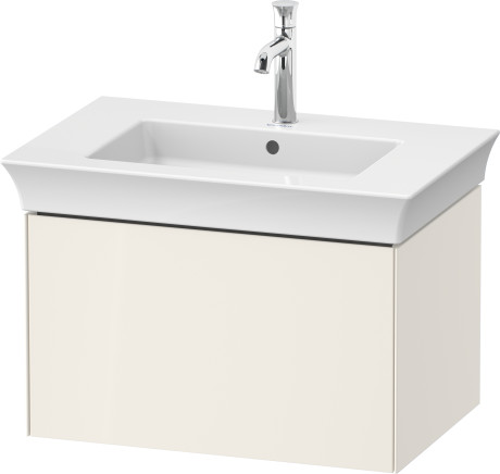 Тумба подвесная DURAVIT White Tulip WT42410H4H4 458 мм х 684 мм, с одним выдвижным ящиком, скандинавский белый глянцевый