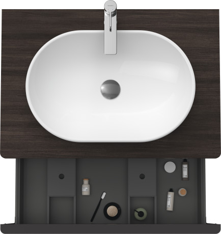 Тумба подвесная под раковину DURAVIT D-Neo DE494705353 800 мм х 550 мм, с консолью, с одним выдвижным ящиком, каштан тёмный