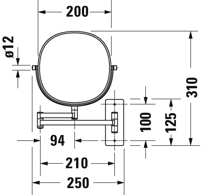 Косметическое зеркало Duravit D-Code 0099121000 хром