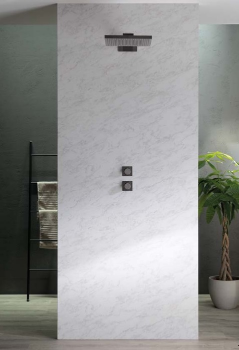 Двухрежимный настенный верхний душ с держателем ALMAR Velvet Rain E044277.MS 300 мм х 300 мм, цвет Нержавеющая сталь глянцевая