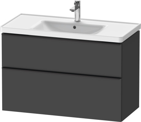 Тумба подвесная под раковину DURAVIT D-Neo DE435604949 984 мм х 452 мм, с выдвижным ящиком и выдвижным отделением, графит матовый