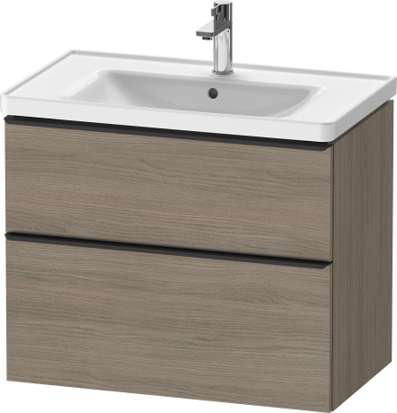 Тумба подвесная под раковину DURAVIT D-Neo DE435503535 784 мм х 452 мм, с выдвижным ящиком и выдвижным отделением, дуб терра