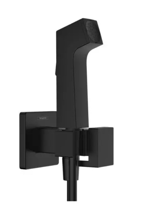 Гигиенический комплект HANSGROHE Bidette S 1 jet 29233670 со шлангом и держателем, цвет Чёрный матовый