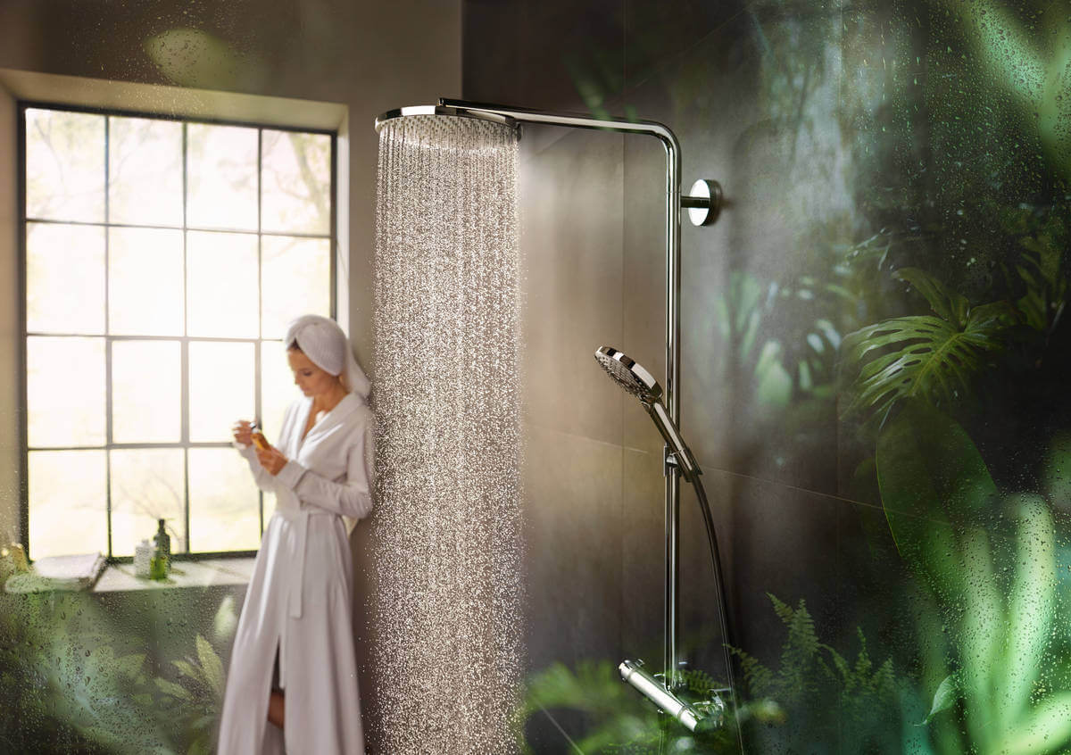 Душевая система Hansgrohe Raindance Select S Showerpipe 240 1jet PowderRain 27633000 с термостатом, хром