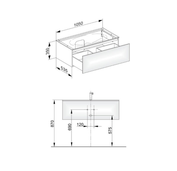 Тумба подвесная под раковину KEUCO EDITION 11 31351 270000 с одним выдвижным фронтом, корпус матовый лак/фасад матовое стекло, белая