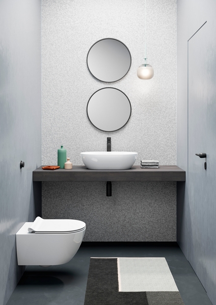 Раковина-чаша накладная овальная GSI PURA 883426 600 мм х 370 мм, без отверстия под смеситель, Чёрный матовый Ardesia