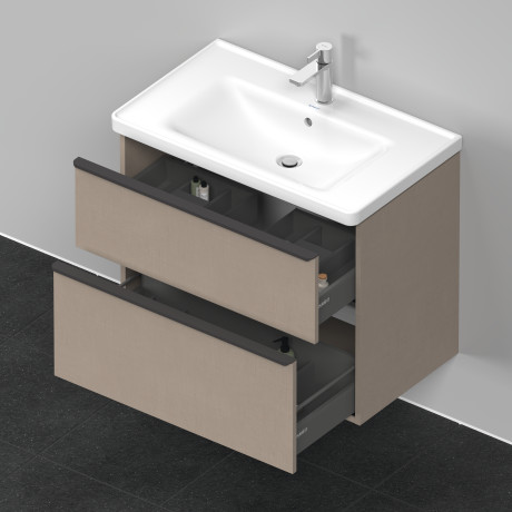Тумба подвесная под раковину DURAVIT D-Neo DE435507575 784 мм х 452 мм, с выдвижным ящиком и выдвижным отделением, лён