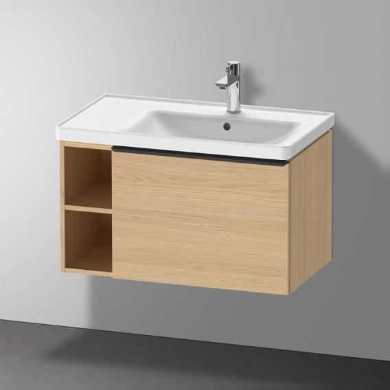 Тумба подвесная под раковину DURAVIT D-Neo DE425703030 784 мм х 452 мм, с выдвижным ящиком и открытой боковой полкой, натуральный дуб