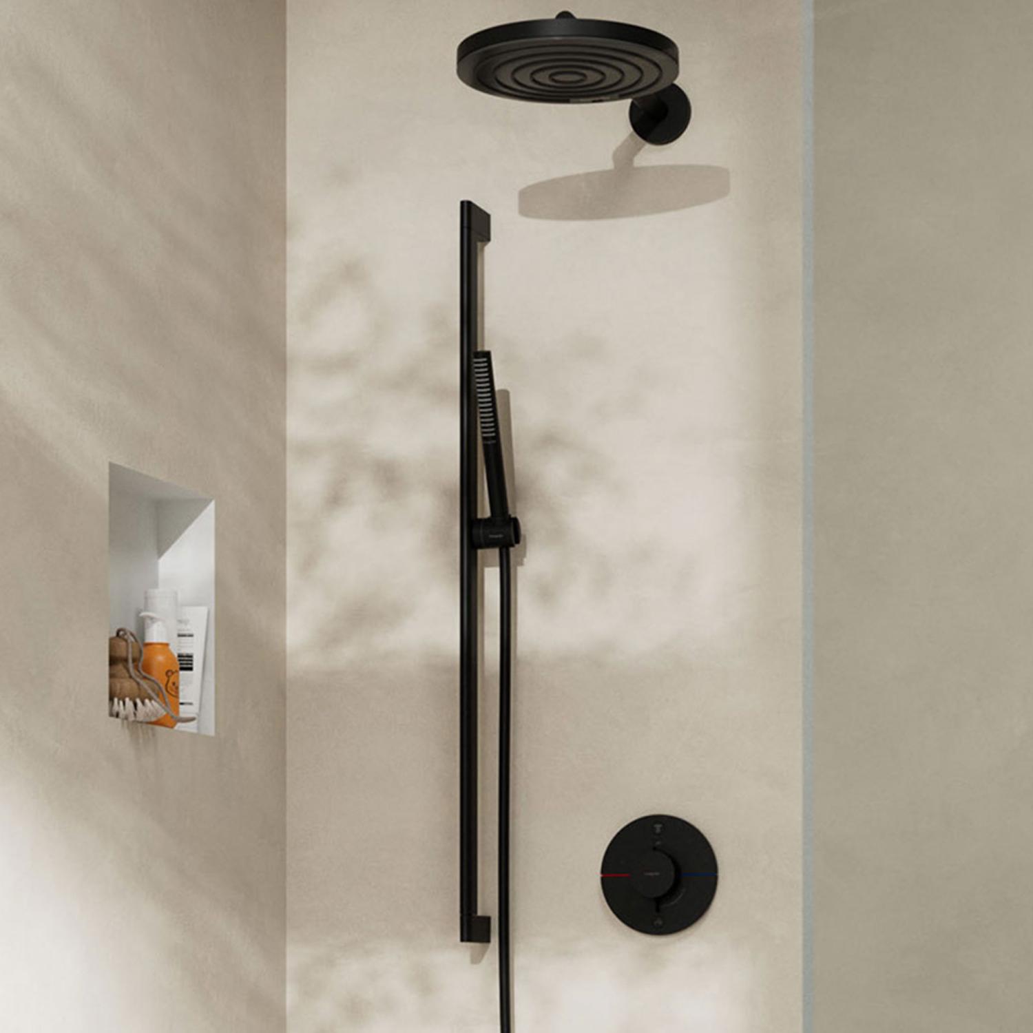 Душевой набор HANSGROHE Pulsify S 24383670 100 1jet, c EcoSmart+ и душевой штангой 900 мм, цвет Чёрный матовый