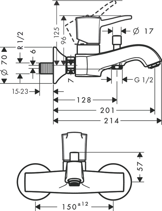 Смеситель для ванны Hansgrohe Metropol Classic 31340000 Хром