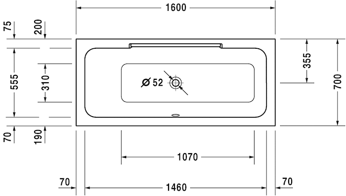 Акриловая встраиваемая ванна Duravit DuraStyle 700292000000000 1600 х 700