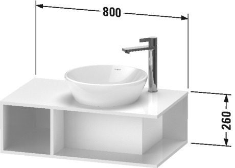 Тумба подвесная под раковину DURAVIT D-Neo DE493809191 800 мм х 480 мм, с консолью, с открытой полкой слева, серо-коричневый матовый
