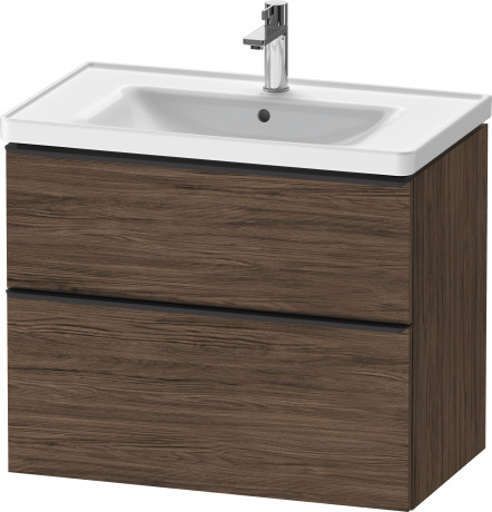Тумба подвесная под раковину DURAVIT D-Neo DE435502121 784 мм х 452 мм, с выдвижным ящиком и выдвижным отделением, орех тёмный