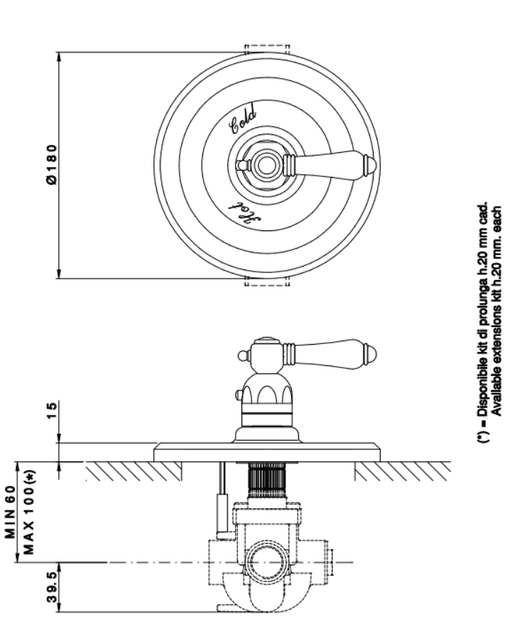 Внешняя часть термостата для душа NICOLAZZI THERMOSTATICO 4914BZ18 с вентилем DAMES ANGLAISES, бронза