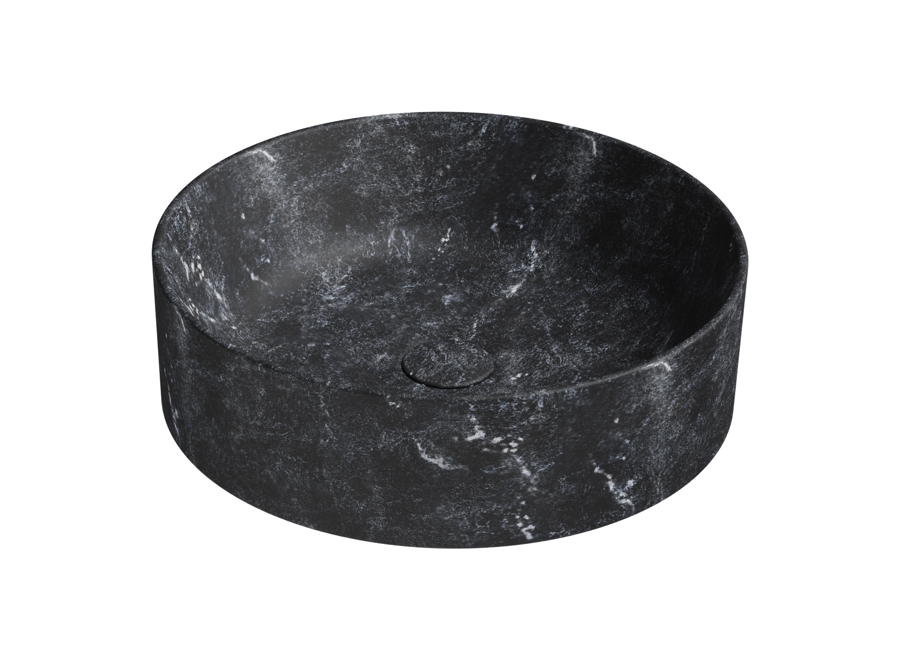 Раковина накладная круглая GSI AltaCeramica AC30636 450 × 450 мм, без отверстия под смеситель, цвет под черный мрамор Marbled black