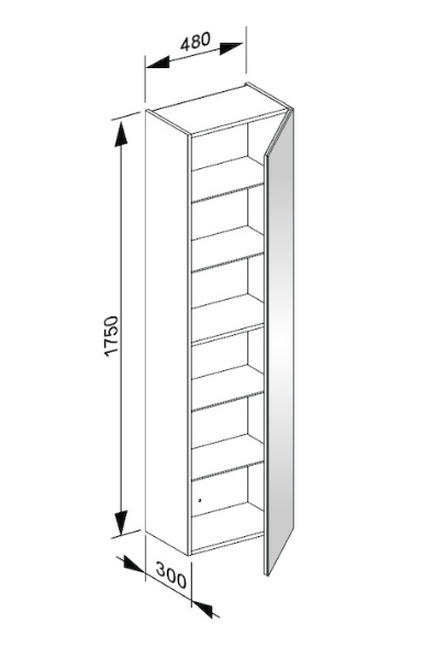 Высокий шкаф-пенал Keuco Plan 32930 110002 корпус лак матовый антрацит, фасад стекло антрацит глянцевый