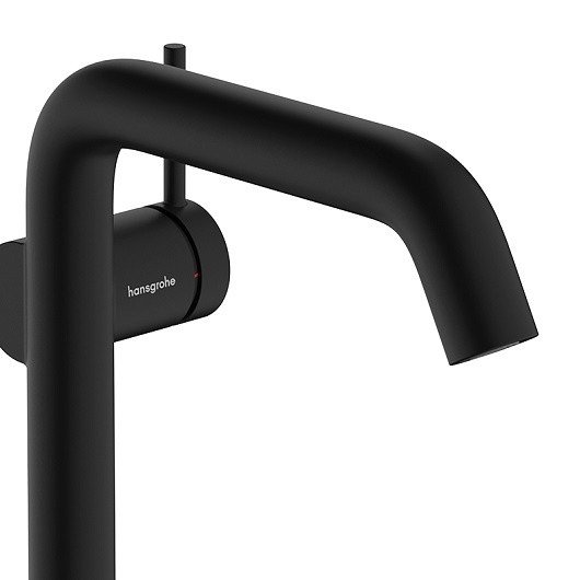 Однорычажный смеситель для раковины Hansgrohe Tecturis S 73370670 с CoolStart, с EcoSmart+, со сливным гарнитуром, цвет Чёрный матовый