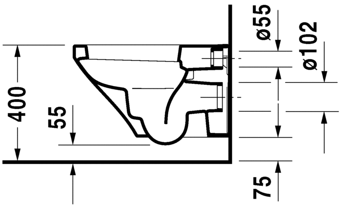 Унитаз подвесной Duravit DuraStyle 25520900001 с вертикальным смывом, c покрытием WonderGliss, с креплением, белый