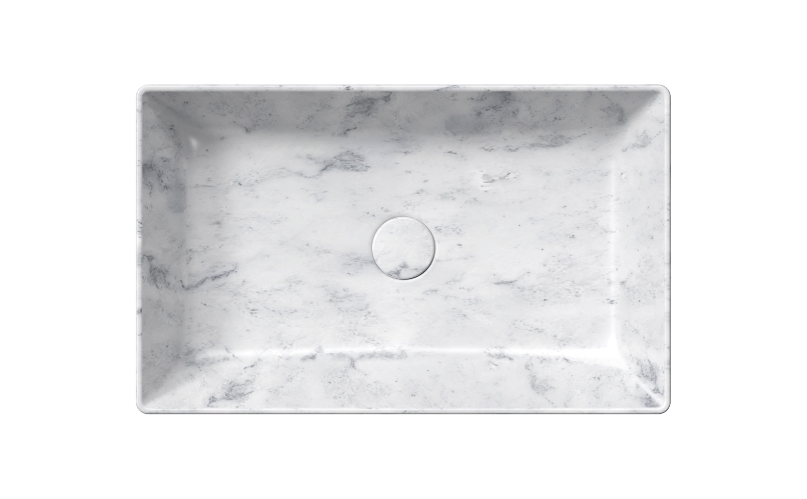 Раковина накладная прямоугольная GSI AltaCeramica AC30835 600×370 мм, без отверстия под смеситель, цвет под белый мрамор Marbled white