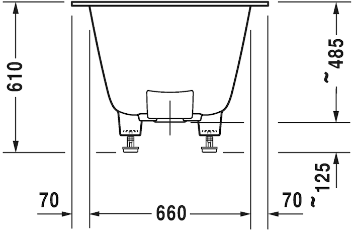 Ванна из композитного материала встраиваемая Duravit DuraSquare 700426000000000 1800 х 800