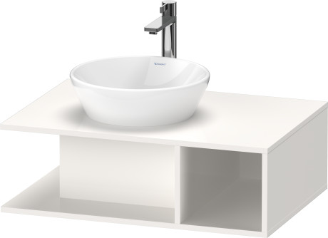Тумба подвесная под раковину DURAVIT D-Neo DE492802222 800 мм х 550 мм, с консолью, с открытой полкой справа, белый глянцевый