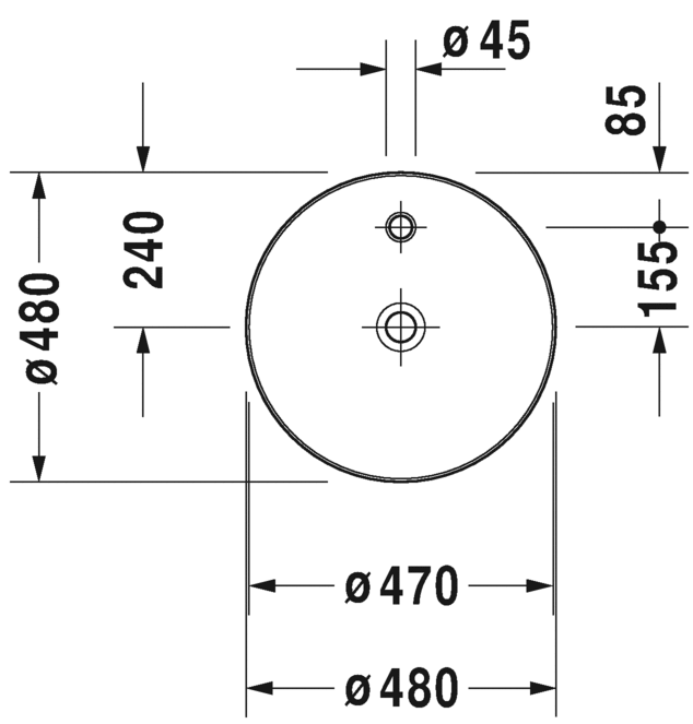 Раковина накладная Duravit Cape Cod 2328480000 48х48см