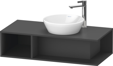 Тумба подвесная под раковину справа DURAVIT D-Neo DE493904949 1000 мм х 480 мм, с открытой боковой полкой слева и консолью, графит матовый