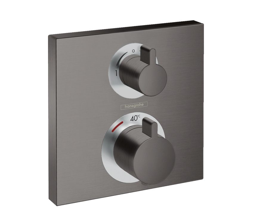 Наружная часть термостата Hansgrohe Square 15714340 2 потребителя, с запорно/переключающим вентелем, Цвет чёрный шлифованный хром