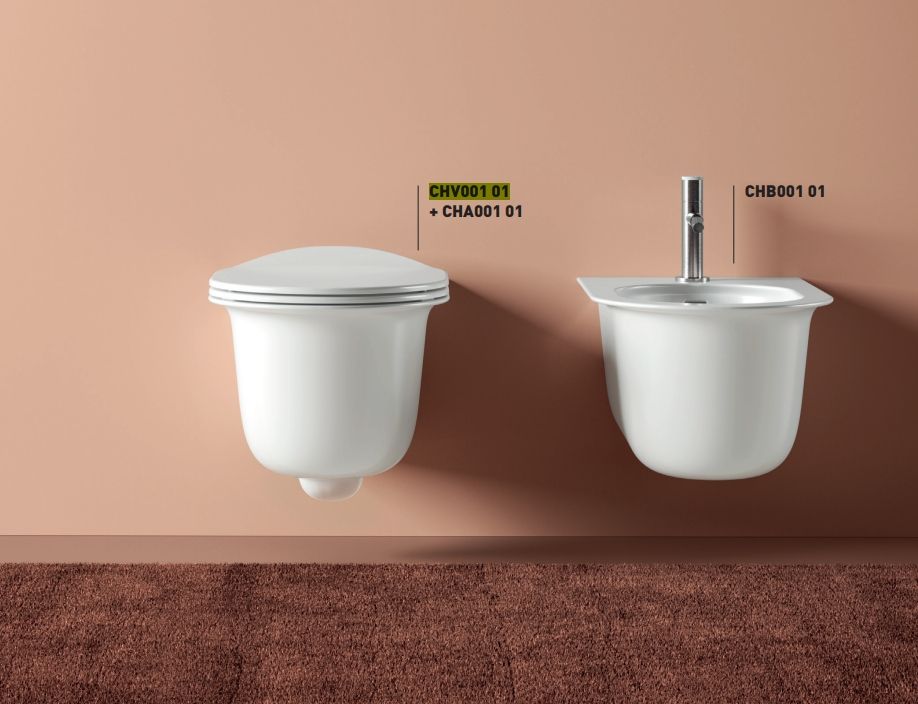 Биде повдесное ARTCERAM CHIC CHB001 01 00 530 мм х 380 мм, с отверстием под смеситель, с переливом, с креплением, белый глянцевый