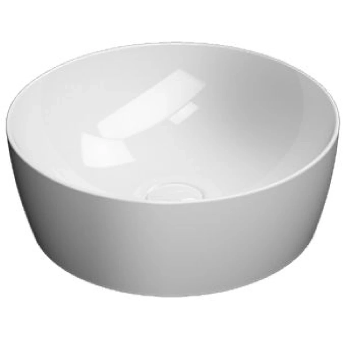 Раковина - чаша накладная круглая GSI NUBES X 9039PVC11 400 мм х 400 мм, без отверстия под смеситель, без перелива, с донным клапаном, цвет Белый глянцевый