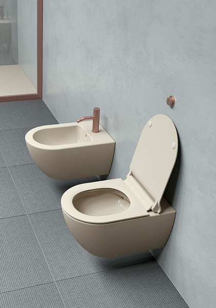 Унитаз подвесной безободковый GSI PURA 8816FR208 500 мм х 360 мм, с Swirlflush, с креплением, цвет Creta Matte