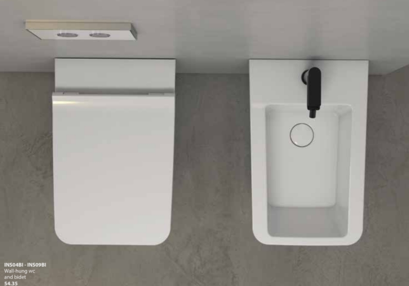 Биде подвесное GLOBO INCANTHO INS09BI 350 мм х 540 мм, с отверстием под смеситель, с креплением, белый глянцевый