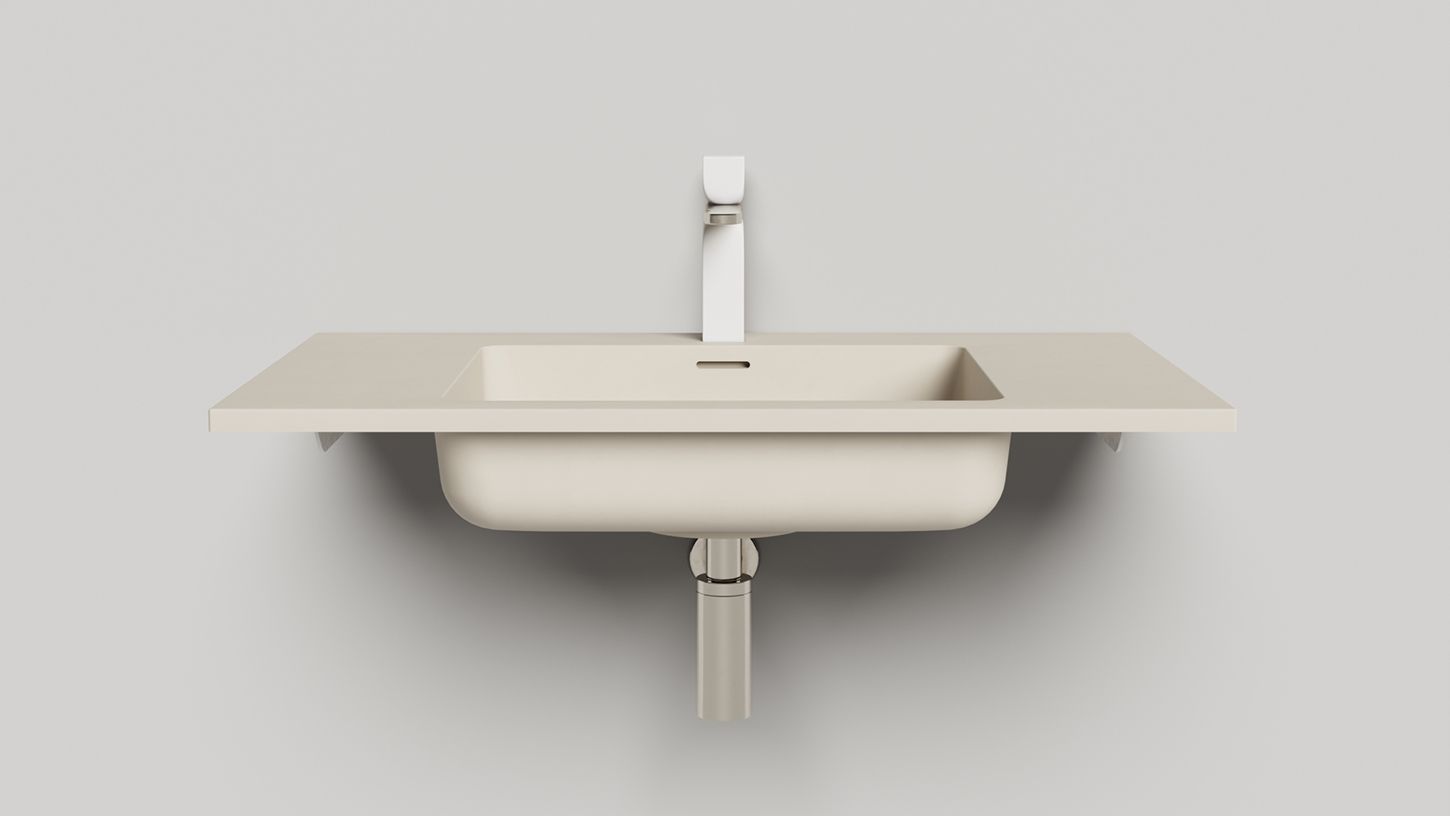 Раковина-столешница подвесная прямоугольная SALINI ONDA 80 1402201M 500х800x145 мм, S-Stone, донный клапан, без отверстия под смеситель, цвет Белый матовый