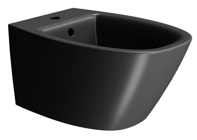 Биде подвесное GSI MODO+ 8465FR5126 540 мм х 370 мм, с отверстием под смеситель, с переливом, с креплением, цвет Чёрный матовый Ardesia (старый артикул 8465126 / 8465FR2126)