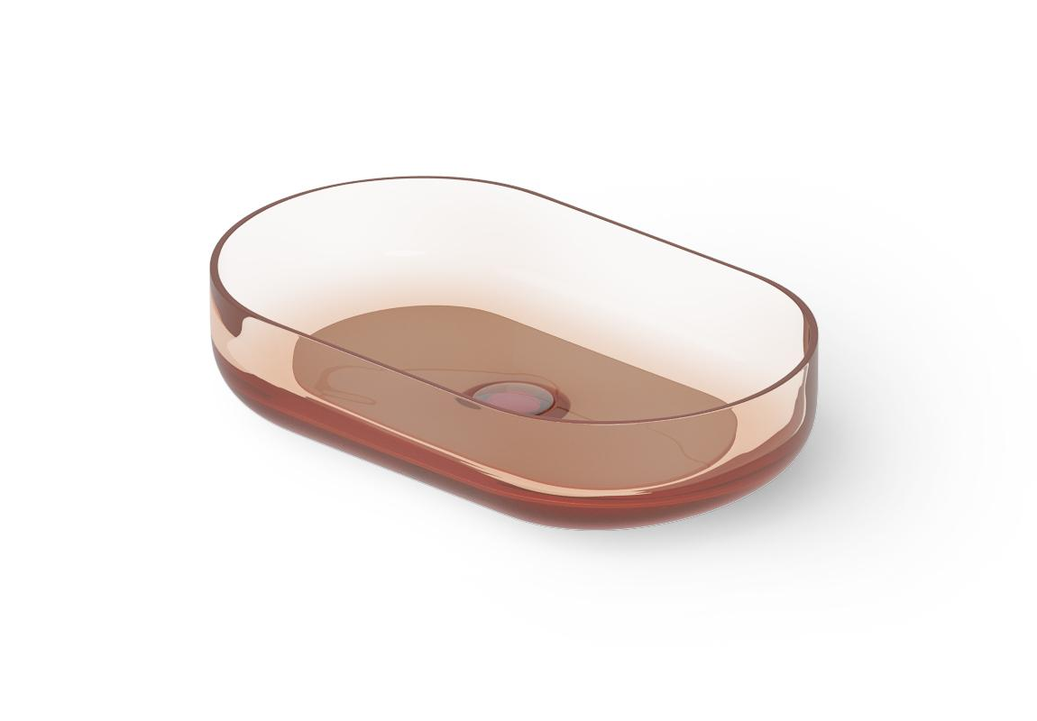 Раковина накладная DEA DESIGN  Countertop basin  DD9091 550 R9  550х340хh120 мм, из полимера Glasstech, д/клапан хром, цвет Brown Copper R9