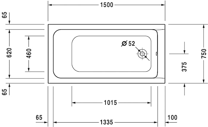 Акриловая встраиваемая ванна Duravit D-Code 700095000000000 1500 х 750